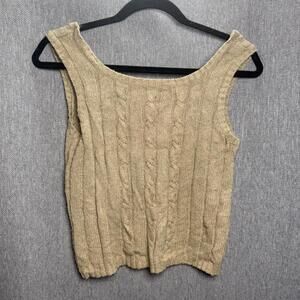 Express Bleus Women's M Cable Knit Sweater Tank Top Beige Vintage‎ 90's Y2K
